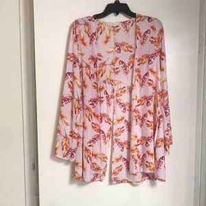 Feather print Kimono